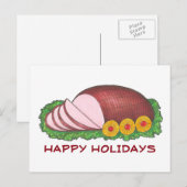 ハッピーホリデーズ グレイズドハムのディナー フードイラスト シーズンポストカード (正面/裏面)