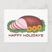 ハッピーホリデーズ グレイズドハムのディナー 食品イラスト シーズンポストカード (正面)