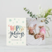 ハッピーホリデーズ ドゥードル スノー | フォト ホリデー カード (スタンド正面)