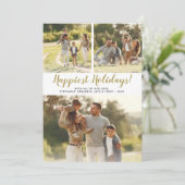 ハッピーホリデーズ フォト コラージュ ゴールド ストライプ クリスマス (スタンド正面)