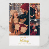 ハッピーホリデーズ フォト コラージュ 個人用 現代的 箔シーズンカード (正面)