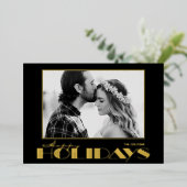 ハッピーホリデーズ フォト ゴールド 箔シーズンカード (立ち正面)