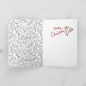 ハッピーホリデーズ《鳥》アメリカゴガラフローラグレー赤いハート シーズンカード (内部)