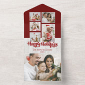 ハッピーホリデータイポグラフィ素朴オンウッド5 – 写真 オールインワン招待状 (内側)