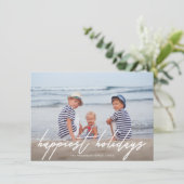 ハッピーホリデートレンディー手書きスクリプトフォト シーズンカード (スタンド正面)