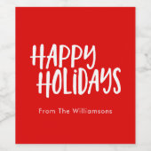 ハッピーホリデーパーソナライズされたズはっきりしたレッドクリスマス ワインラベル (シングルラベル)