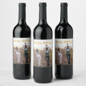 ハッピーホリデーパーソナライズされたフォトワインラベル ワインラベル (ボトル)