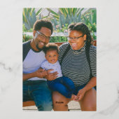 ハッピーホリデーパーソナライズされた4フォトコラージシルバー 箔シーズンカード (裏面)