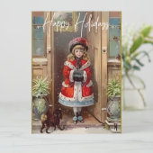 ハッピーホリデービクトリアンガールグリーティングカード (スタンド正面)