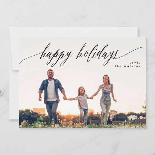 ハッピーホリデービューティフルホワイトクリスマスフォトカード シーズンカード (正面)