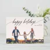 ハッピーホリデービューティフルホワイトクリスマスフォトカード シーズンカード (スタンド正面)