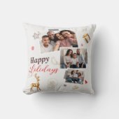 ハッピーホリデーファミリーフォトコラージュカード クッション (正面)
