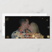 ハッピーホリデーフェイクバラ金ゴールド+スノーフレーク シーズンカード (正面/裏面)