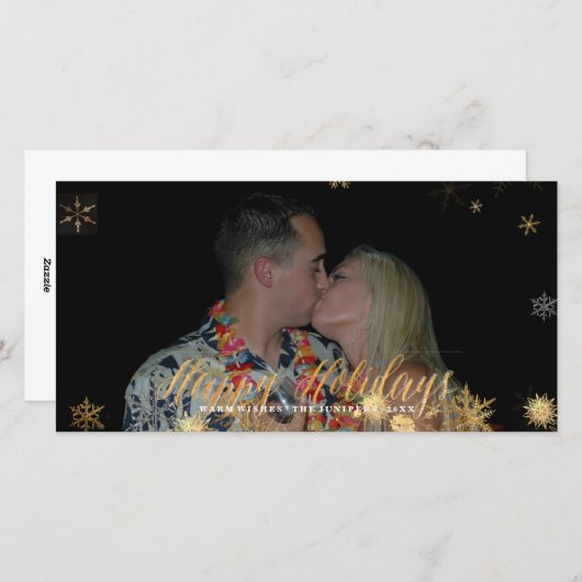 ハッピーホリデーフェイクバラ金ゴールド+スノーフレーク シーズンカード (正面/裏面)