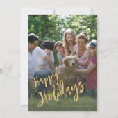 ハッピーホリデーフェイク金ゴールドのスクリプト写真 シーズンカード (正面)