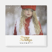 ハッピーホリデーフェイク金ゴールドスクリプトクリスマス マグネット (正面)