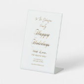 ハッピーホリデーフェイク金ゴールドスクリプユニークト 台座サイン (正面)