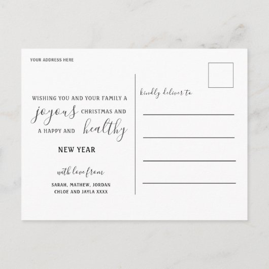 ハッピーホリデーフェイク金ゴールド文字フォトクリスマス ポストカード (裏面)