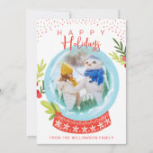 ハッピーホリデーフェスティバルウィンタースノーグローブフォトカード シーズンカード (正面)