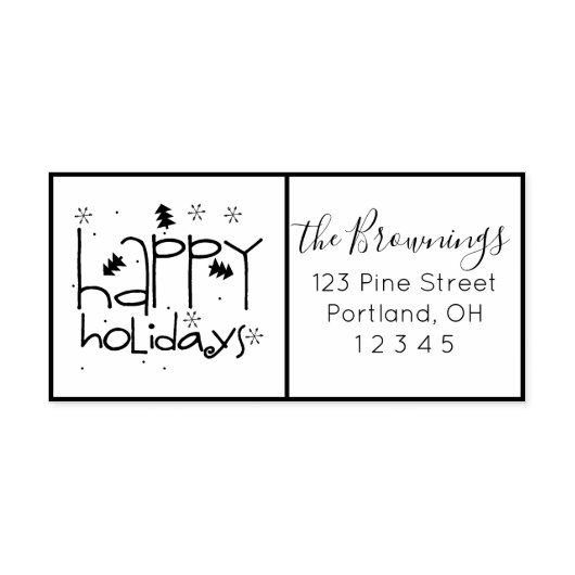 ハッピーホリデーフレームカスタムホリデーアドレス セルフインキングスタンプ (デザイン)