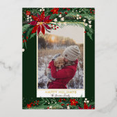 ハッピーホリデーフローラリース雪写真 箔シーズンカード (正面)