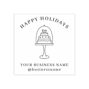 ハッピーホリデーベーカリーフードビジネスウッドアートスタンプ ラバースタンプ