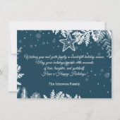 ハッピーホリデーホワイトブルークリスマススタイリッシュ シーズンカード (正面)