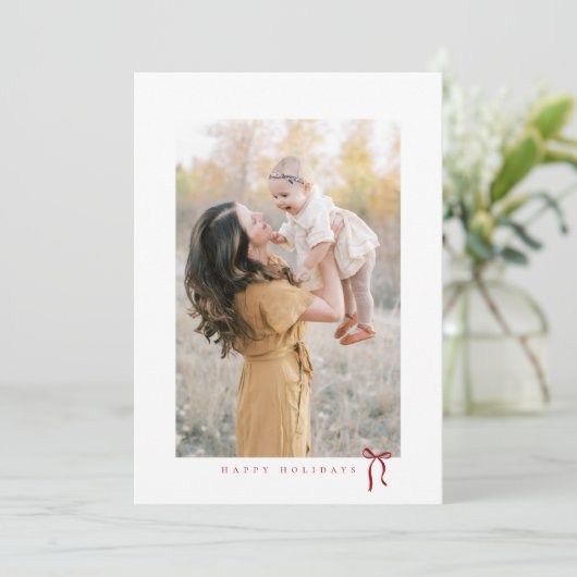 ハッピーホリデーミニマルbowフォトカード シーズンカード (スタンド正面)