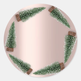 ハッピーホリデーメリークリスマスツリーギフトグリーンバラ ラウンドシール