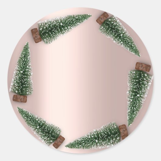 ハッピーホリデーメリークリスマスツリーギフトグリーンバラ ラウンドシール (正面)