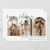 ハッピーホリデーモダンアーチフォトチャストマスカード シーズンカード (正面/裏面)