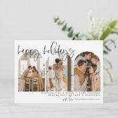 ハッピーホリデーモダンアーチフォトチャストマスカード シーズンカード (スタンド正面)