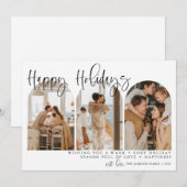 ハッピーホリデーモダンアーチフォトチャストマスカード シーズンカード (正面/裏面)