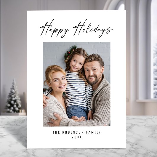 ハッピーホリデーモダンエレガントスタイリッシュ写真 シーズンカード