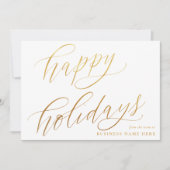 ハッピーホリデーモダンエレガント金ゴールドスクリプトビジネス シーズンカード (正面)