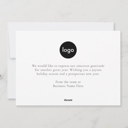 ハッピーホリデーモダンエレガント金ゴールドスクリプトビジネス シーズンカード (裏面)