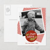 ハッピーホリデーモダンクリスマス写真はがき シーズンポストカード (正面/裏面)