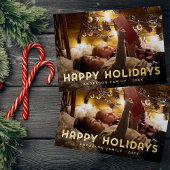 ハッピーホリデーモダンシンプルタイポグラフィ 箔シーズンカード