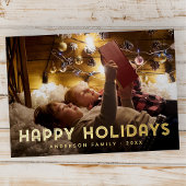 ハッピーホリデーモダンシンプルタイポグラフィ 箔シーズンカード