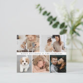 ハッピーホリデーモダンシンプル家族のフォトメモリ シーズンポストカード (スタンド正面)
