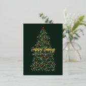 ハッピーホリデーモダンスエレガントクリスマスツリー 箔シーズンポストカード (立ち正面)
