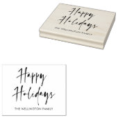 ハッピーホリデーモダンスクリプトギフトラップファミリー ラバースタンプ (押印)