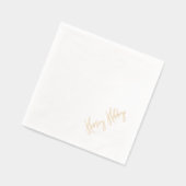 ハッピーホリデーモダンスクリプトクリスマス金ゴールド 箔ナプキン (左)