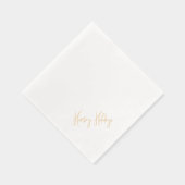 ハッピーホリデーモダンスクリプトクリスマス金ゴールド 箔ナプキン (右)