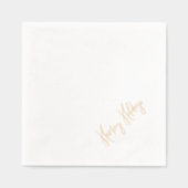 ハッピーホリデーモダンスクリプトクリスマス金ゴールド 箔ナプキン (正面)