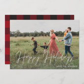 ハッピーホリデーモダンスクリプトフォト2カード (正面/裏面)