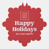 ハッピーホリデーモダンズシンプルビジネスロゴ オーナメントカード (裏面)