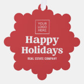 ハッピーホリデーモダンズシンプルビジネスロゴ オーナメントカード (正面)