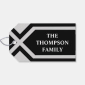 ハッピーホリデーモダンズジオメトリックブラックグレイカスタム ギフトタグ (裏面横)