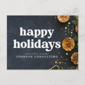 ハッピーホリデーモダンズスターズアンドゴールデンパインコーン 案内ポストカード (正面)